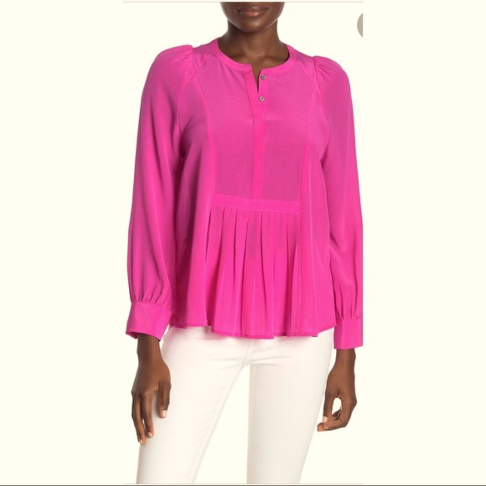 J. Crew Hot Pink Silk Blouse - Size M